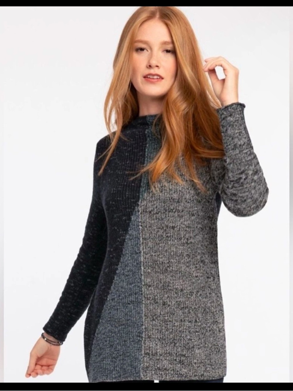 Nic + Zoe Size M Womens Chilled Angle Colorblock Pullover Sweater Top